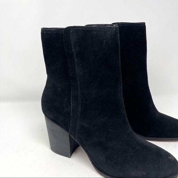 Splendid Black Suede Block Heeled Boots Size 10 - Picture 2 of 9
